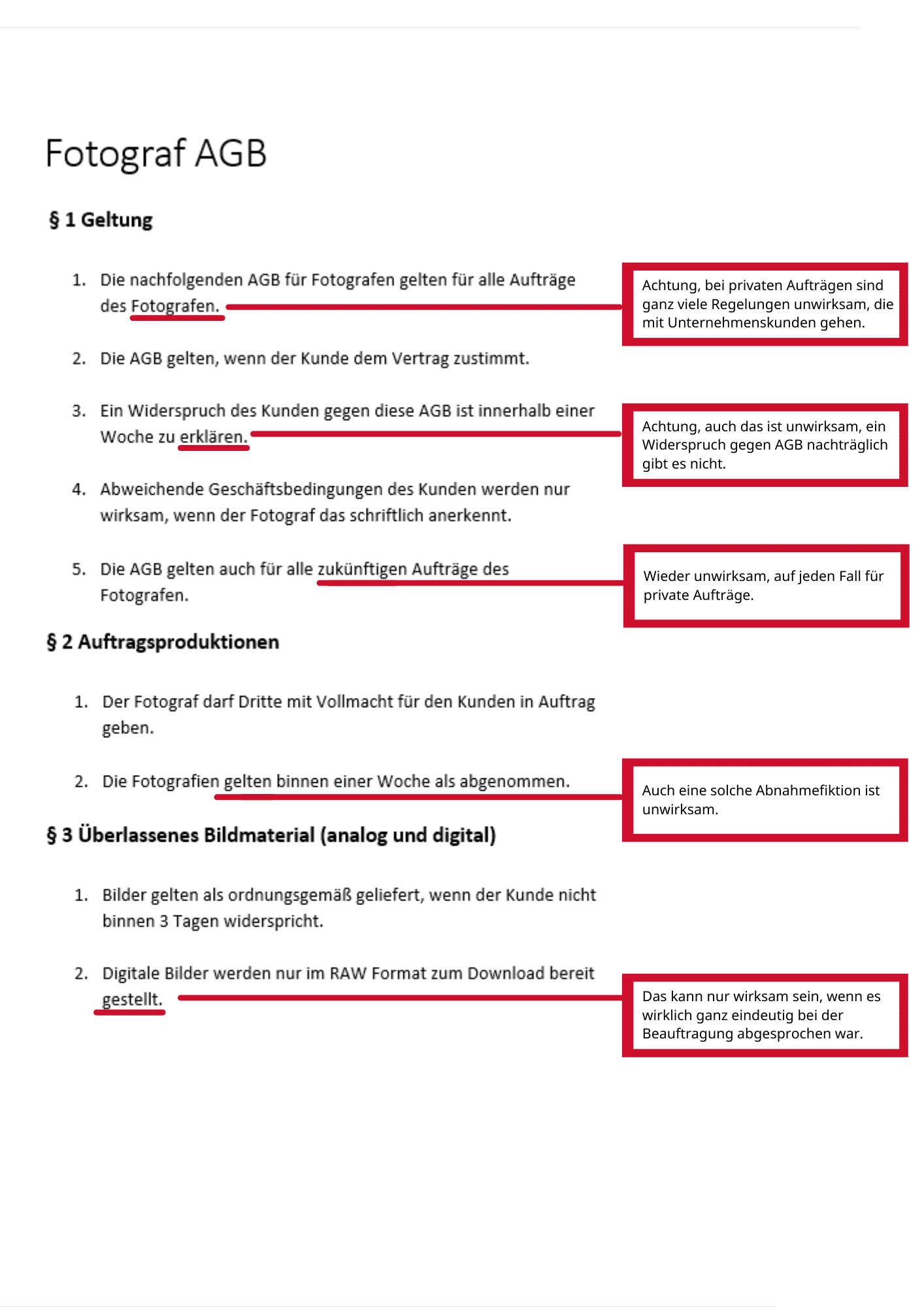 AGB für Fotografen